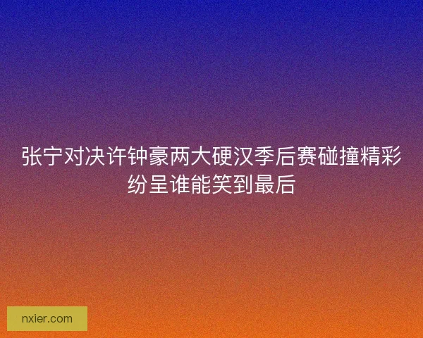 张宁对决许钟豪两大硬汉季后赛碰撞精彩纷呈谁能笑到最后