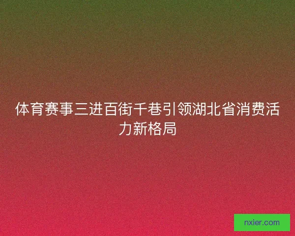 体育赛事三进百街千巷引领湖北省消费活力新格局